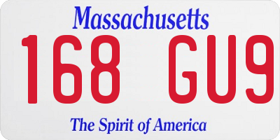 MA license plate 168GU9