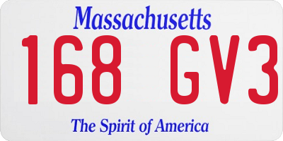MA license plate 168GV3