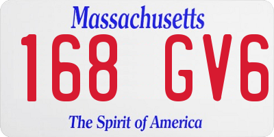MA license plate 168GV6