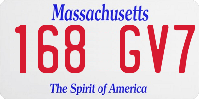 MA license plate 168GV7
