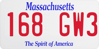MA license plate 168GW3