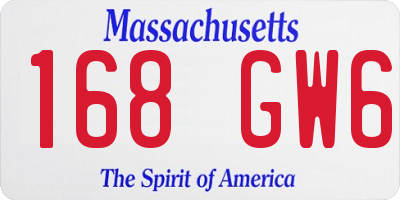 MA license plate 168GW6