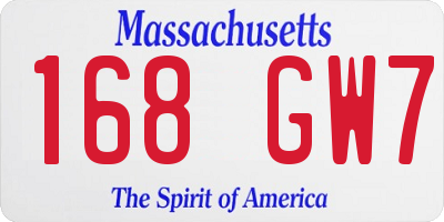 MA license plate 168GW7