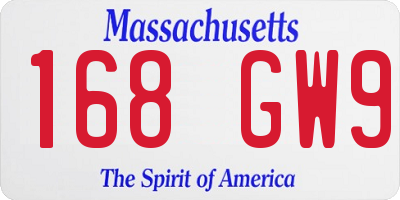 MA license plate 168GW9