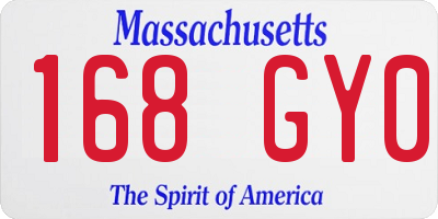 MA license plate 168GY0