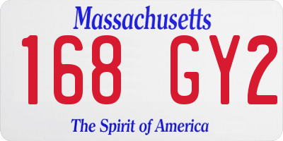 MA license plate 168GY2