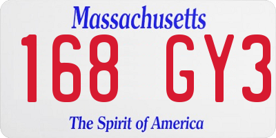 MA license plate 168GY3