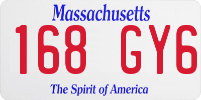 MA license plate 168GY6