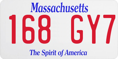 MA license plate 168GY7