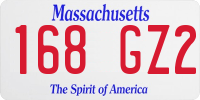 MA license plate 168GZ2