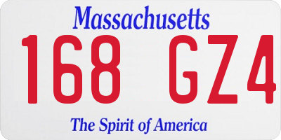 MA license plate 168GZ4