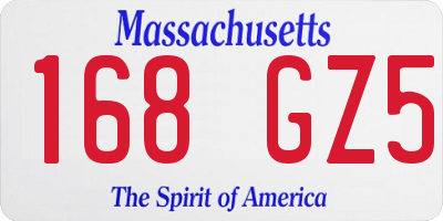 MA license plate 168GZ5