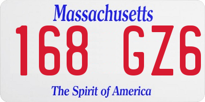 MA license plate 168GZ6