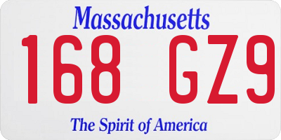 MA license plate 168GZ9