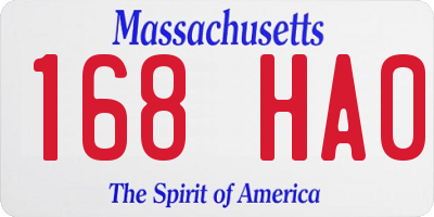 MA license plate 168HA0