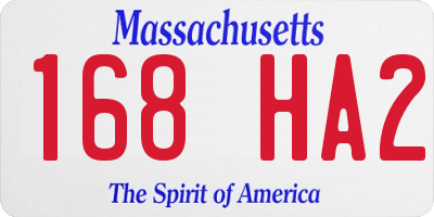 MA license plate 168HA2