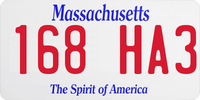 MA license plate 168HA3