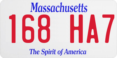 MA license plate 168HA7