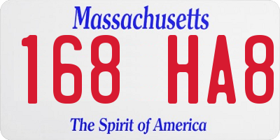 MA license plate 168HA8