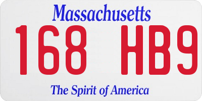 MA license plate 168HB9