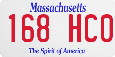 MA license plate 168HC0