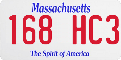 MA license plate 168HC3