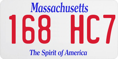MA license plate 168HC7
