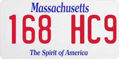 MA license plate 168HC9