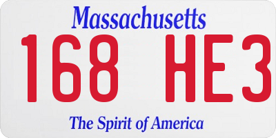 MA license plate 168HE3