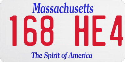 MA license plate 168HE4