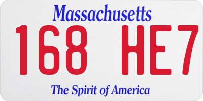 MA license plate 168HE7