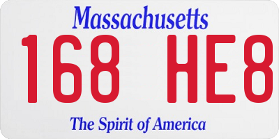 MA license plate 168HE8