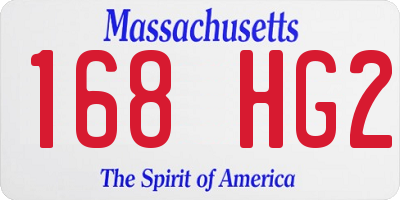 MA license plate 168HG2