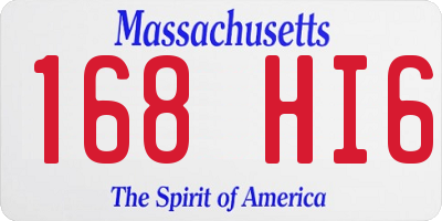 MA license plate 168HI6