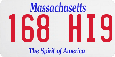 MA license plate 168HI9