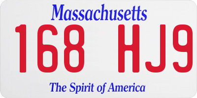 MA license plate 168HJ9