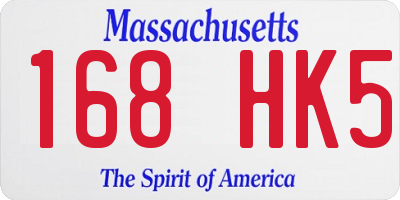 MA license plate 168HK5