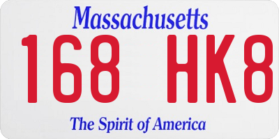 MA license plate 168HK8
