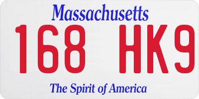 MA license plate 168HK9