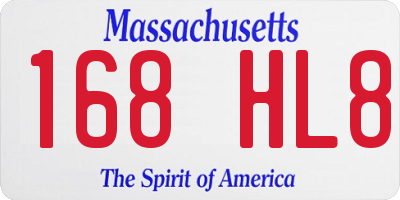 MA license plate 168HL8