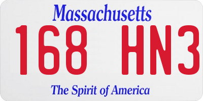 MA license plate 168HN3