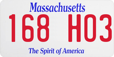 MA license plate 168HO3