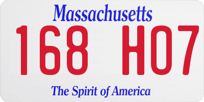 MA license plate 168HO7