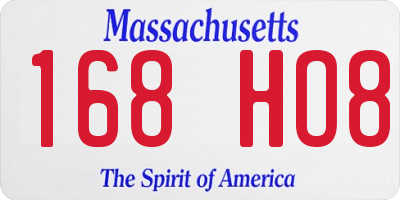MA license plate 168HO8