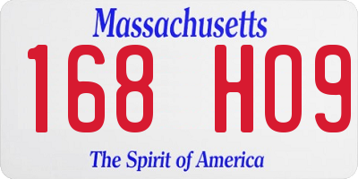 MA license plate 168HO9