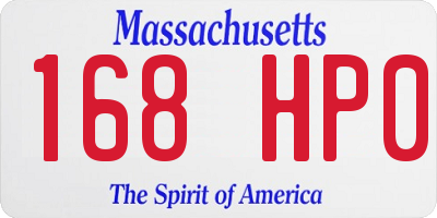 MA license plate 168HP0