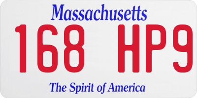 MA license plate 168HP9