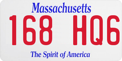 MA license plate 168HQ6
