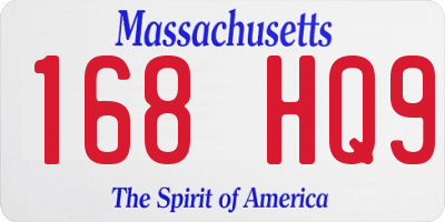 MA license plate 168HQ9