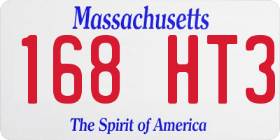 MA license plate 168HT3